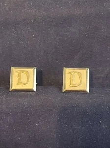 D Monogram Initial Letter Vintage SWANK Cuff Links "D" - Picture 1 of 8
