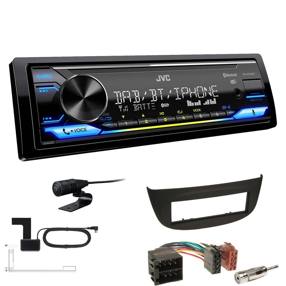 JVC KD-X472DBT Autoradio Bluetooth DAB für Renault Twingo II 2007-2014 schwarz