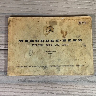 Mercedes-Benz Tipo 200, 200 D, 220, 220 D, Catálogo A, De Colección 1968 #12140 Piezas OEM Foto 1 de 4