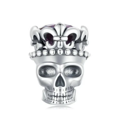 Charm Perle Skelett Totenkopf Krone 925 Silber - Anhänger für Armband - Bild 1 von 3