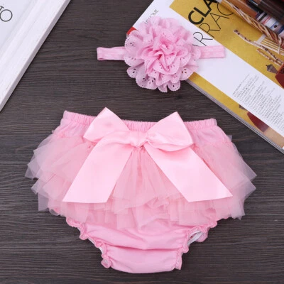 Baby Frilly Ruffle Bloomers Newborn Diaper Covers Birthday Photo Props Girl Boy - Image 1 of 2