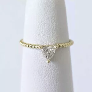 Solid 14K YELLOW GOLD Genuine TRIANGLE TRILLION DIAMOND Ring  - Picture 1 of 24