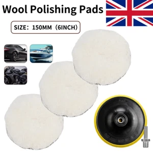 5Pcs 150mm Microfibre White Wool Pad Hook & Loop Waxing Buffing Pads F Polishing - Picture 1 of 13