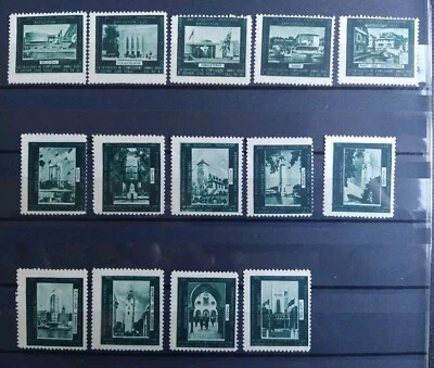 SÉRIE 14 VIGNETTES CINDERELLA EXPOSITION 1937 SYNDICAT DIOCÉSAINS CATHOLIQUES  - Photo 1/4