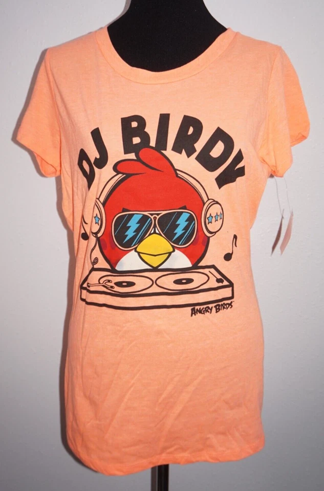 Angry Birds DJ птица футболка подростков XL резинке яркий безопасности персиковый оранжевый - Изображение 1 из 3