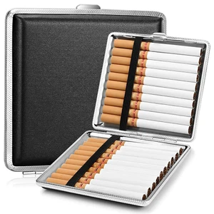 Leder & Metall Zigarettenetui 2er Set für 20 Zigaretten – Edelstahl Case - Bild 1 von 7