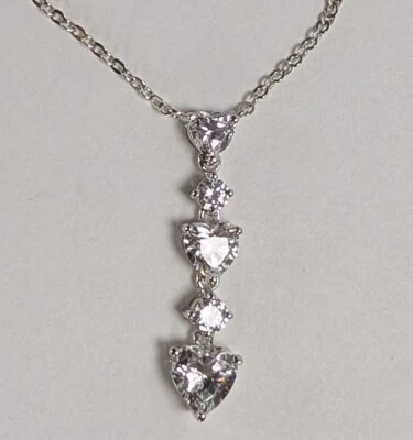 Elegante Collar Dimonique de Plata de Ley 925 de 18" con Colgante de Circonitas Cúbicas  Foto 1 de 4