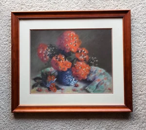 Molly Roche-Australian Artist-Red Gum Flowers in Vase-Pastel-Framed Under Glass - Picture 1 of 10
