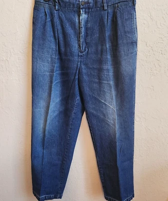 Vtg Daniel Cremieux Cotton Pleated Front Jeans Mens 36 x 30 Blue Denim 1980's - Image 1 of 4