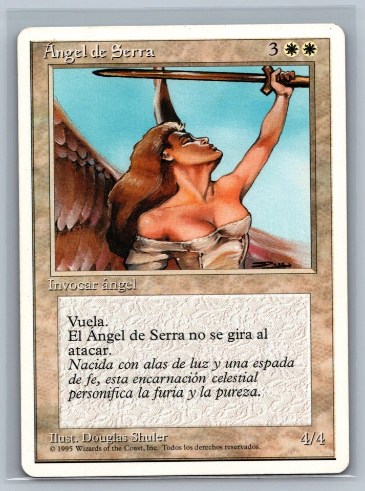 Magic MTG SPANISH 4th Edition Serra Angel (Foreign White Border) TCG CCG Fourth - Image 1 of 2