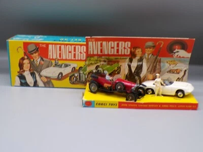 vintage 1966 CORGI diecast THE AVENGERS gift set STEED & MRS PEEL Bentley Lotus - Image 1 of 4