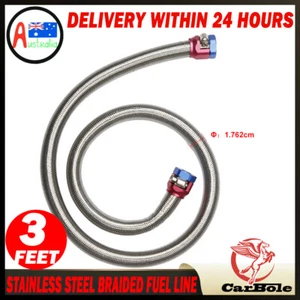 1Pcs Universal 3/8" Hose 3ft Stainless Steel Braided Fuel Line Kit w/ Clamp 1526 - Picture 1 of 12