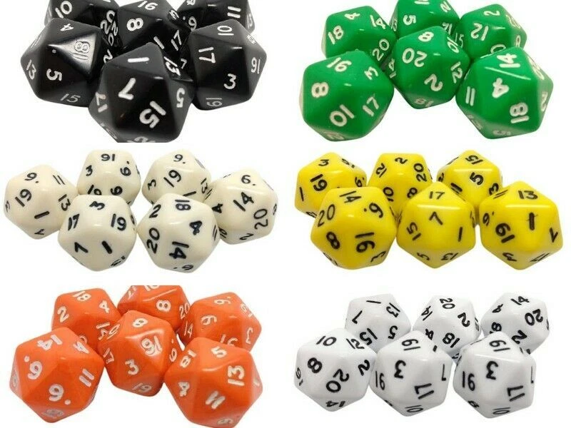Poly Dice D20's. Various Colours packs of 6. TWENTY sided dice - Image 1 of 1
