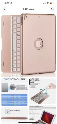 Wireless Keyboard F19/F19B for iPad Air/Air 2/Pro 9.7 2017/2018 Rose Gold - Image 1 of 4