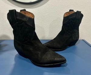 Nine West schwarze Vesta Nubukleder Stiefeletten Damen 8,5 Cowgirl - Bild 1 von 7
