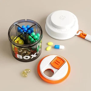 Mini Pill Dispenser Organizer Bottle,Daily Travel Medication Box w/ Secure Lid - Picture 1 of 14