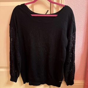 Damen Guess Pullover Größe S Langarmshirt mit Spitze verziert - Bild 1 von 7