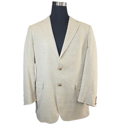Brooks Brothers 42L Beige Silk Linen Cotton Sport Coat Blazer Made in Italy - Image 1 of 4