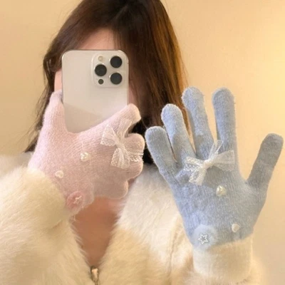 Cold-proof Winter Gloves Thickened Five Finger Gloves Women Gloves  Winter - Image 1 of 4