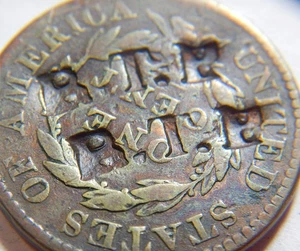 Large cent/penny 1820/19 counterstamp R.T.P - Picture 1 of 3