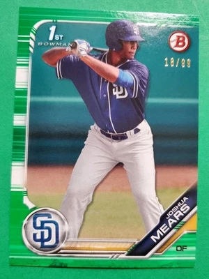 JOSHUA MEARS 2019 BOWMAN 1ST GREEN PARALLEL RC SSP# 18/99-PADRES - Image 1 of 2