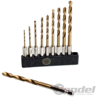 HSS BIT BOHRER SATZ 10-TEILIG TITAN-NITRIERT mit 1/4" BIT SECHSKANT-AUFNAHME - Bild 1 von 2