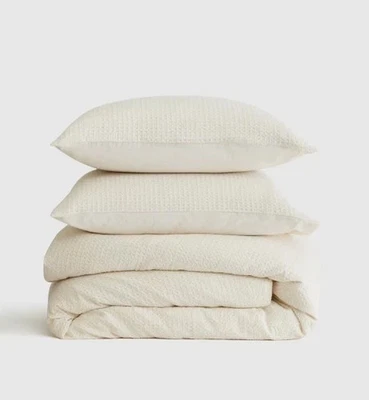 Quince Full Queen Undyed Organic Luxe Waffle Duvet Cover & Shams Set - Image 1 of 4