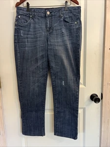 Kut From The Kloth Damenjeans dunkle Waschung blau gerade hoher Bund Größe 12 kurz - Bild 1 von 4