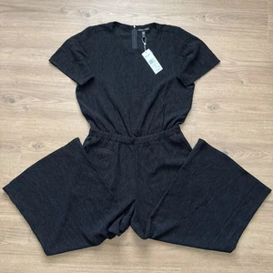 NWT Eileen Fisher Woven Plissé Wide Leg Jumpsuit Black Size S $218 Retail - Picture 1 of 8
