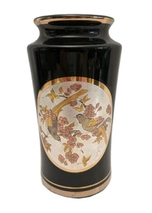 The Art Of Chokin 24KT Gilded Gold & Silver Vintage Black Mini Vase Japan - Picture 1 of 9