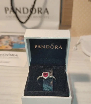 anello pandora argento s925 cuore rosso - Immagine 1 di 4