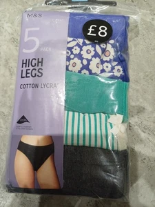M&S Collection 5pk Cotton Lycra High Leg Knickers SIZE 24 - Picture 1 of 7