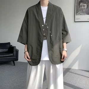 Men's cardigan ice silk shirt jacket - Picture 1 of 29