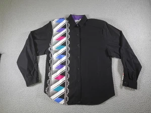 Vintage Roper Western Shirt Mens Medium Black Aztec Southwest Cowboy Rodeo 90s - Picture 1 of 11