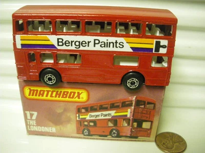 Lesney Matchbox MB17B 1972 THE LONDONER Red BERGER PAINTS BUS BLK PLASTIC BASE   - Image 1 of 4