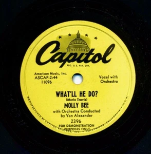 MOLLY BEE on 1953 Capitol Promo 2396 - What’ll He Do? / Dancin’ With Someone - Picture 1 of 1