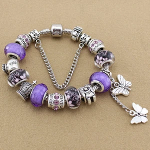 CHARMS + CIONDOLI + CATENINA SICUREZZA DONNA BRACELET BRACCIALE METALLO gh - Foto 1 di 8
