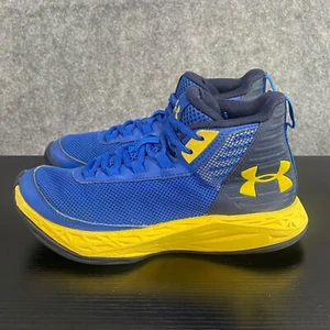 Under Armour Boys Shoes 4Y Blue Yellow Hi Jet 2018 Basketball Sneakers - Picture 1 of 12