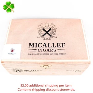 Micallef Petit Corona 4 x 46 Empty Wood Cigar Box 8" x 5" x 3.75" - Picture 1 of 12