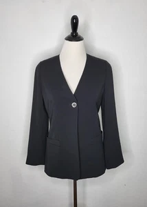 MAX MARA Jacket Women's Size US6 EU38 V-neck Collarless One Button Blazer Black - Picture 1 of 10