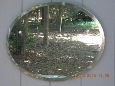 Older English Frameless Oval Shaped Beveled Mirror Free S&H - Image 1 of 4