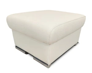 Cremeweiß Echt Leder Hocker mit Stauraum Sitzhocker Fußhocker Sitzwürfel 60x55 - Bild 1 von 6