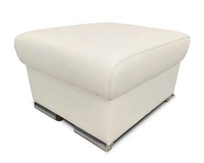 Cremeweiß Echt Leder Hocker mit Stauraum Sitzhocker Fußhocker Sitzwürfel 60x55 - Bild 1 von 4