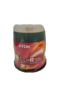 NEW TDK CD-R Spindle 100 pack 700 mb 52x 80 min Recordable FACTORY SEALED - Picture 1 of 2