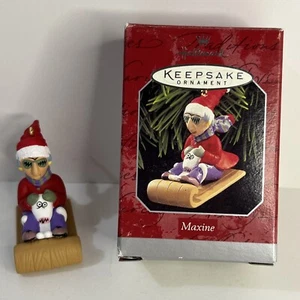Hallmark 1998 Keepsake Christmas Ornament "Maxine" Toboggan Sledding w/Dog Floyd - Bild 1 von 12
