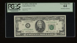 DBR 1990 $20 FRN San Francisco Fr. 2078-L PCGS 64 Serial L67711496C - Picture 1 of 2