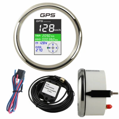 Digital GPS Speedometer Odometer MPH Knots Km/h Voltmeter Speedo Gauge White LED - Image 1 of 4