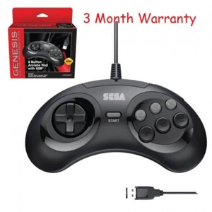 Retro-Bit Offizieller USB Controller 6 Tasten für Sega Genesis Mini PC/Mac Schwarz - Bild 1 von 6