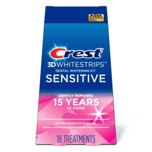 Crest 3D Whitestrips Sensitive At-Home Teeth Whitening Kit, 18 Treatments, Gentl - Picture 1 of 3