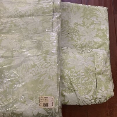pinch pleated drapery Royal Manor pair  JACQUARD Green Foam Sack Floral - Image 1 of 4